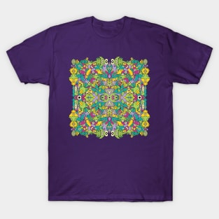 Weird monsters having fun by replicating in a seamless pattern design T-Shirt